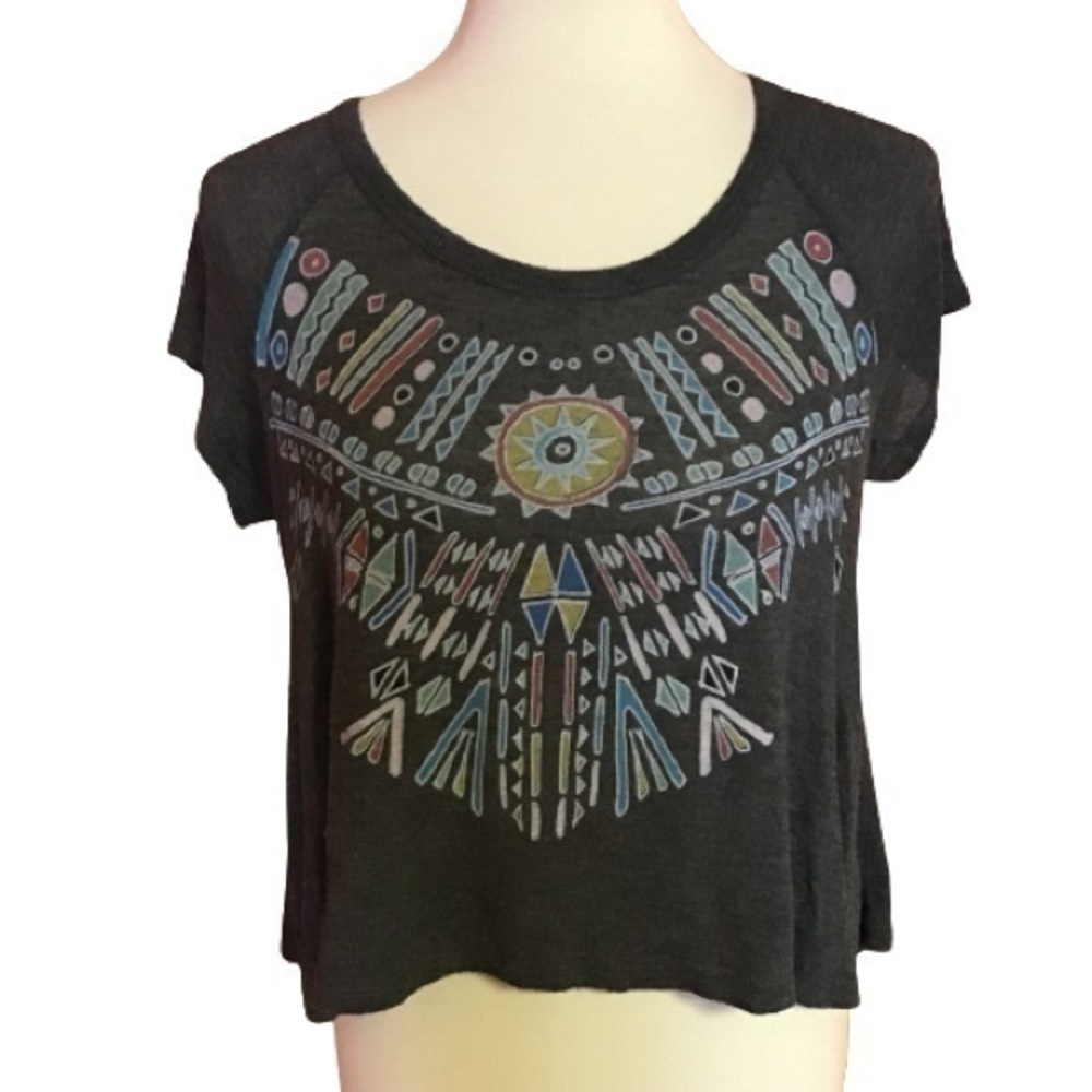 Native American open back crop t shirt